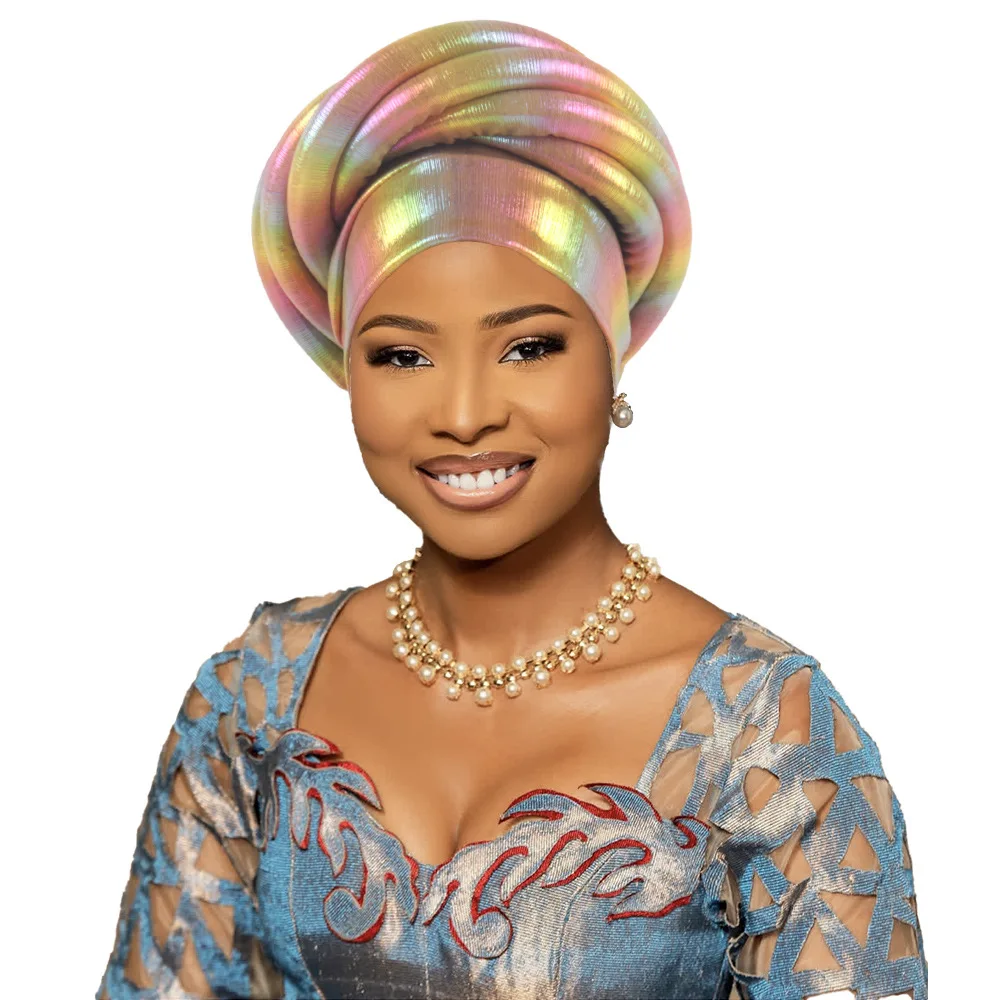 Nigeria Autogele couvre-chef musulman chapeau fête chapeaux Turbante torsadé tresse Turban casquette pour femmes africain tête enveloppement Bonnet couvre-chef