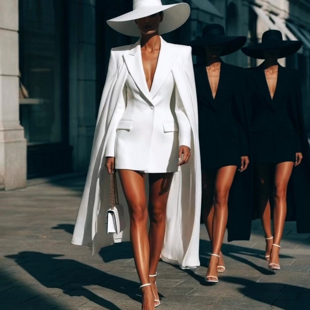 Robes blazer blanches pour femmes avec cape, mode féminine, robe blazer pour soirée, plusieurs couleurs disponibles