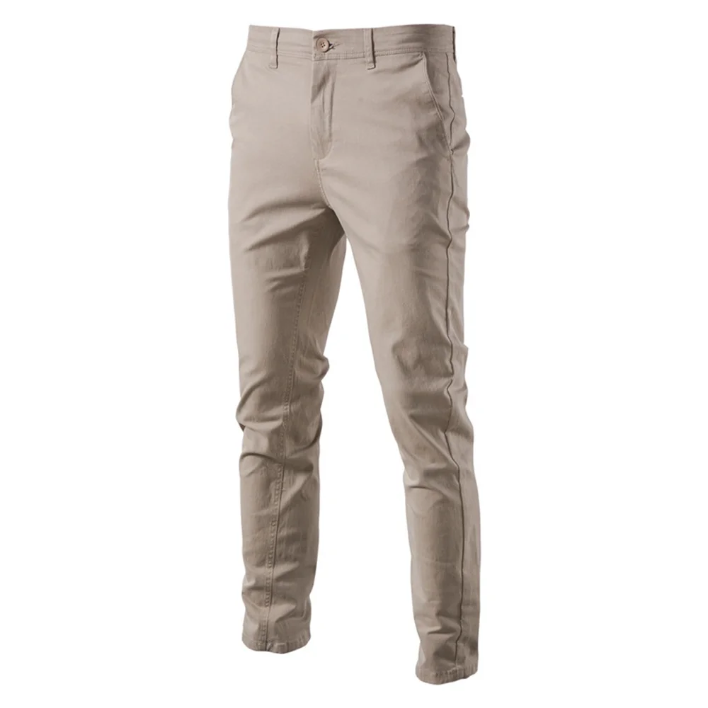 Pantalon décontracté en coton pour homme, coupe slim, classique, affaires, printemps, automne, haute qualité, document solide, fjSolid, nouveau