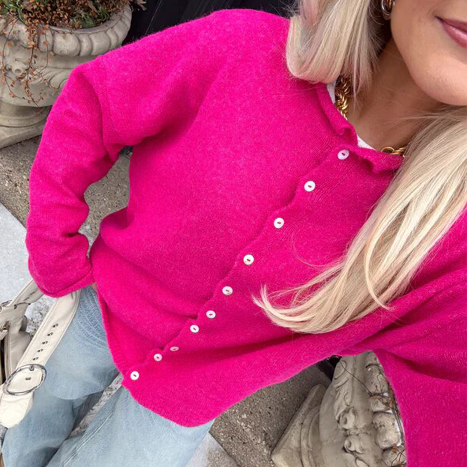 Cardigan en tricot pour femmes, à la mode, polyvalent, couleur unie, manches longues, ample, boutonné, pull Y2K, hiver, automne, Streetwear