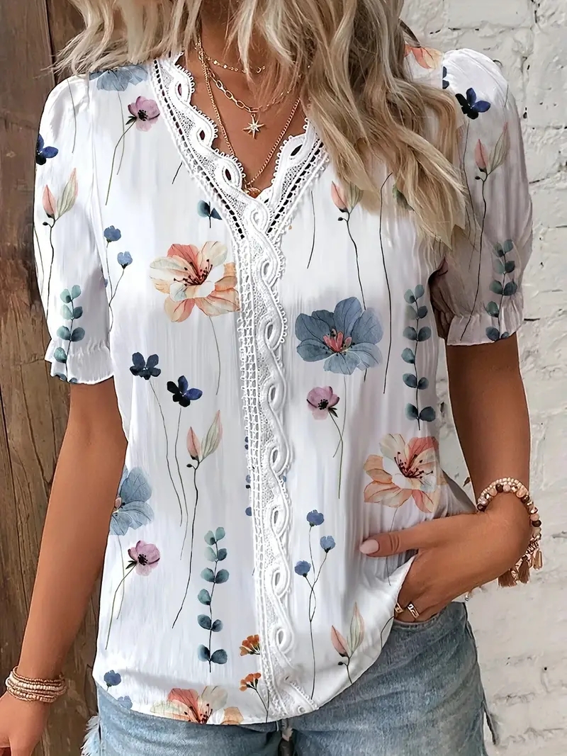 Chemise de vacances décontractée pour femmes, col en V, ajouré, couleur unie, élégante, rayée, Jacquard, hauts décontractés, mode été 2024