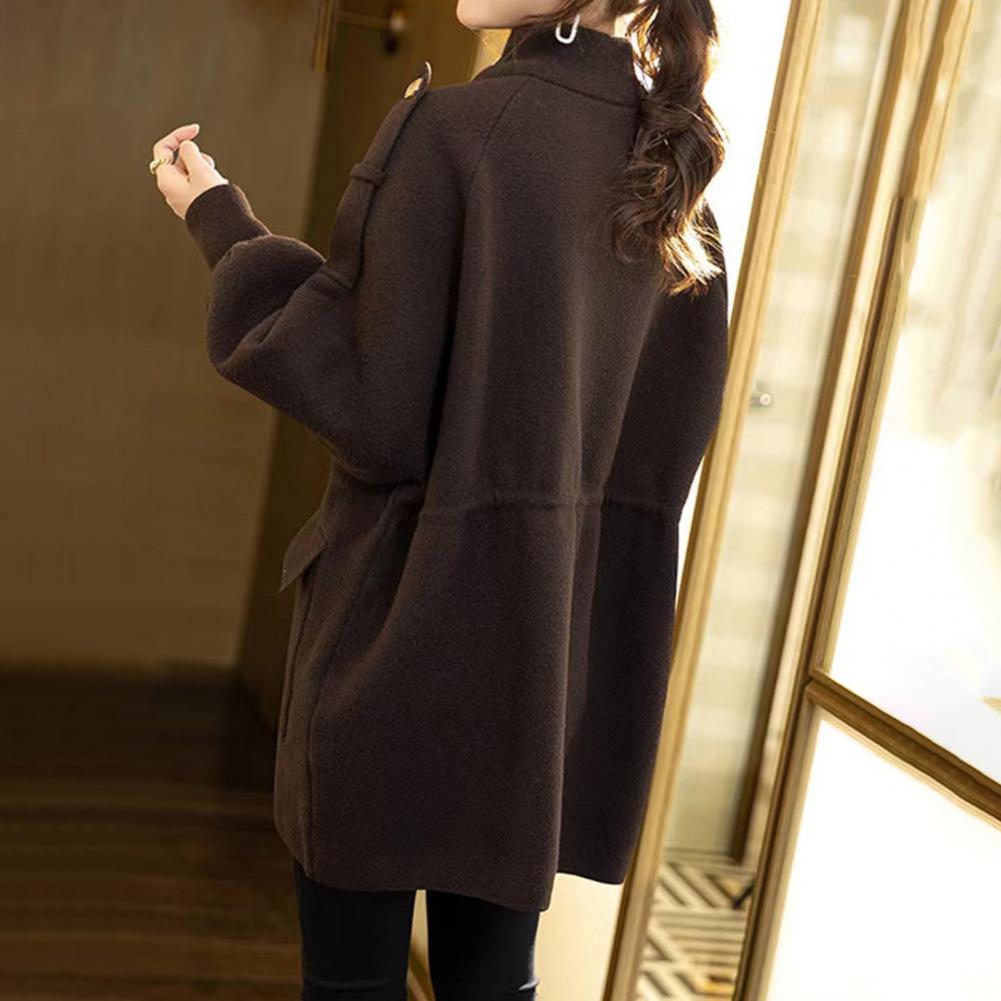 Manteau d'hiver élégant pour femme, avec col montant, manches longues épaisses, grandes poches, à la mode pour le froid et l'extérieur