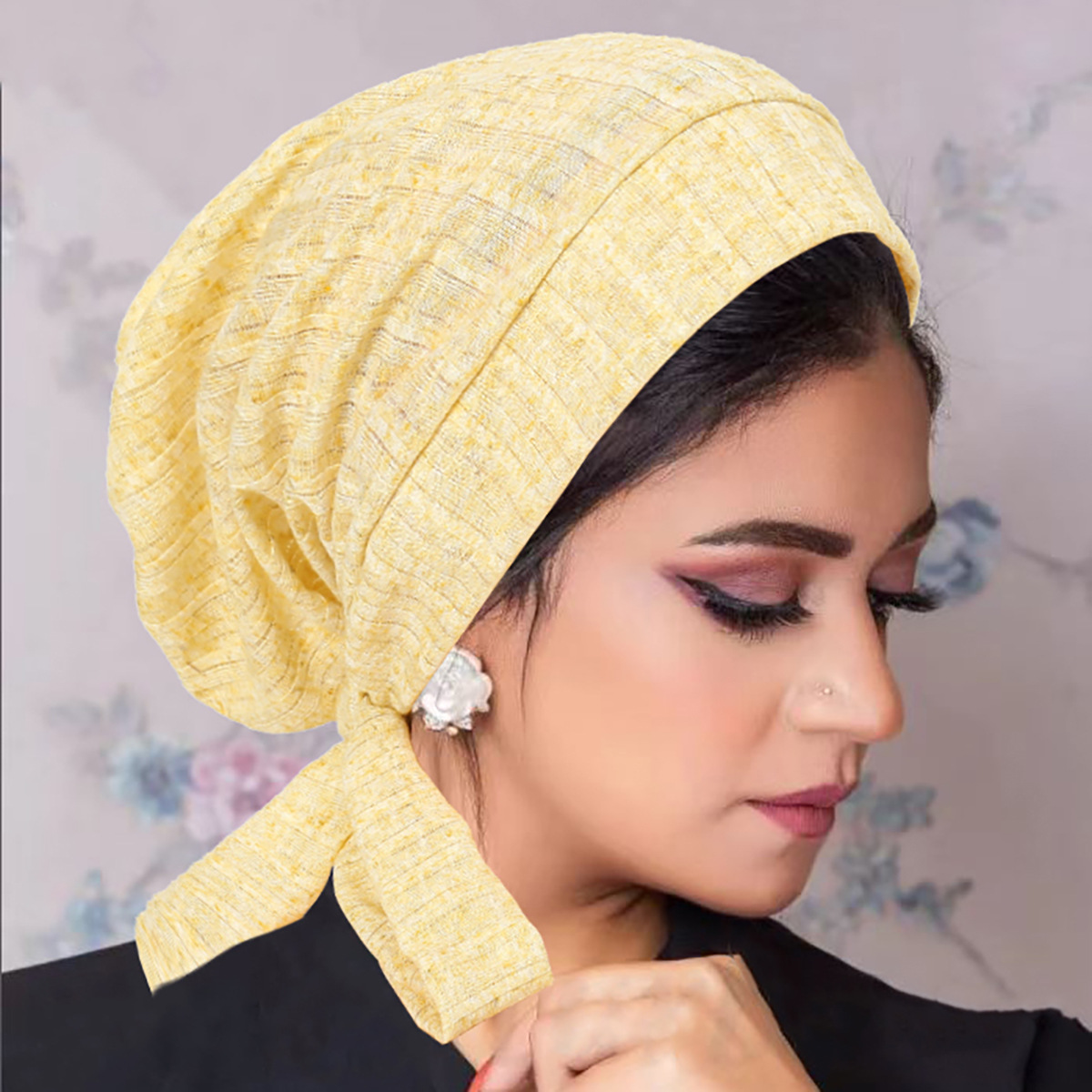 Nouveau Bonnet Pré-Noué pour Femmes Musulmanes, Hijab, Turban Plissé à Volants, Bonnet Chimio, Bonnet pour Perte de Cheveux, Coiffe Islamique, Turbante Mujer