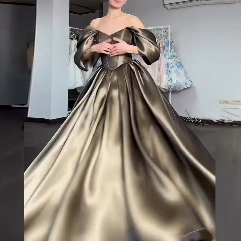 Robe de soirée élégante en satin à épaules dénudées pour femme, taille haute, sexy, sans bretelles, dos nu, coupe ajustée, couleur unie