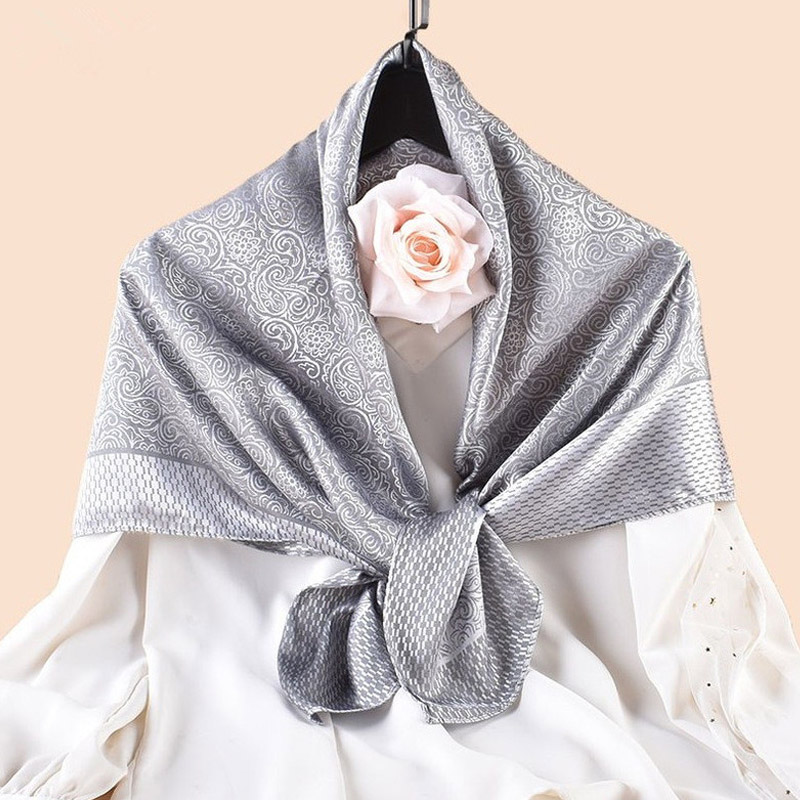 Foulard carré en soie imprimé Floral de luxe pour femmes, Foulard en Satin doux, Hijab, bandeau pour dames, sac Ribbo 90x90cm