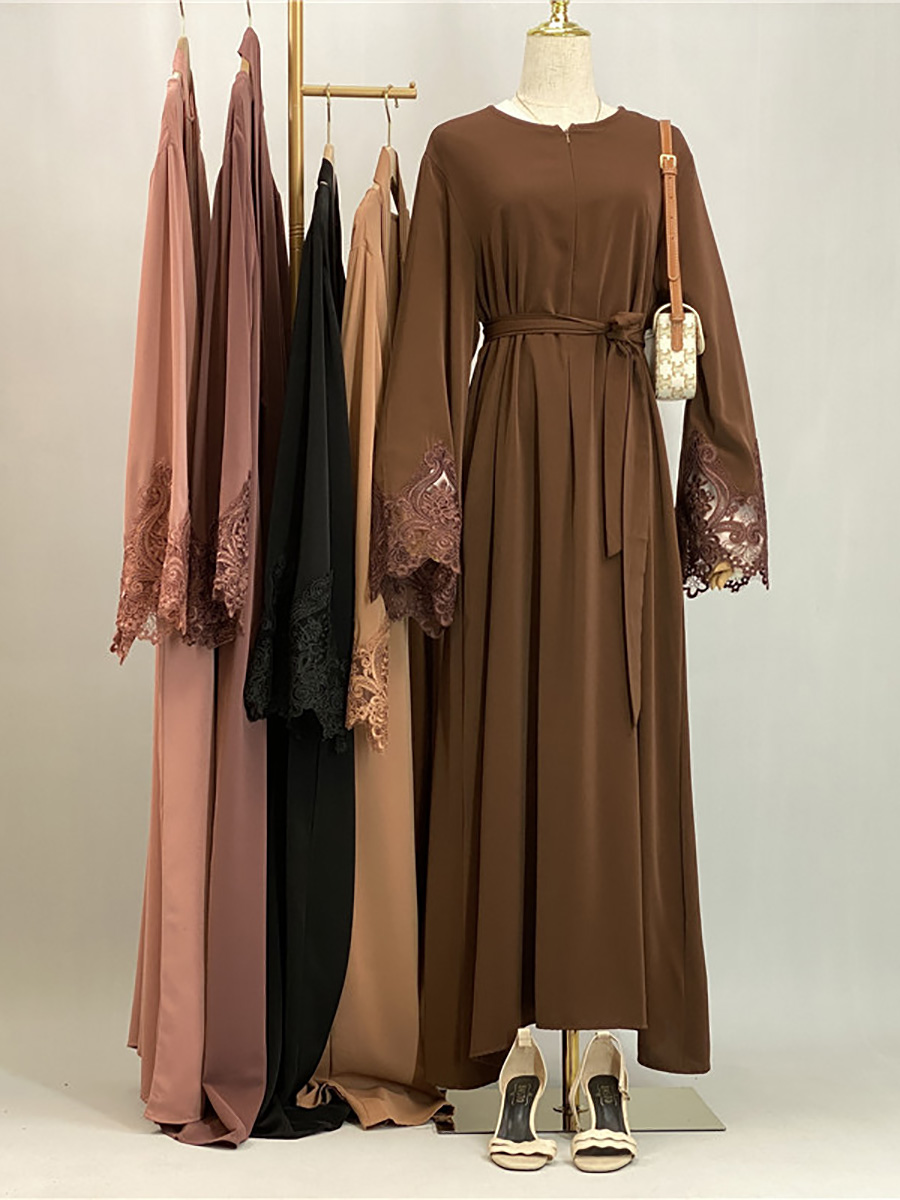 Ramadan dentelle Abaya dubaï luxe femmes musulmanes Maxi Robe Kebaya Caftan Marocain Femme Robe modeste Islam vêtements caftan Robe