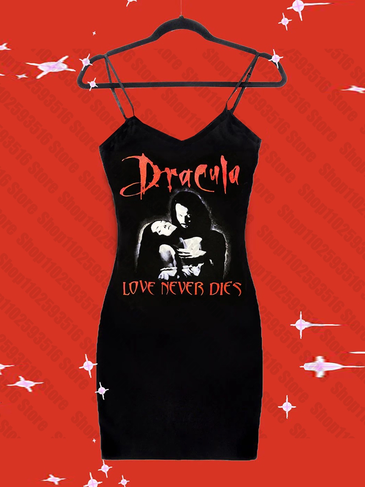 Mini robe mi-longue noire pour femme, vêtements gothiques pour femme, vêtements graphiques Rock Y2K, Harajuku, punk, fête Emo, court, été