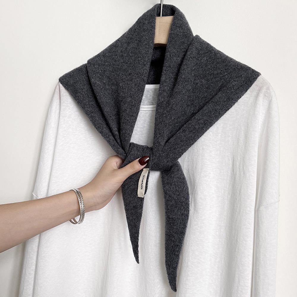 Écharpe tricotée 100% laine pour femme, écharpe chaude d'hiver, couleur unie brillante, châle épais, Triangle doux, Pashmina, chauffe-cou