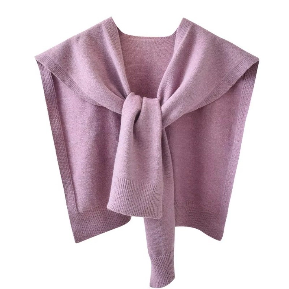 Écharpe fine tricotée pour femme, design tendance, couleur unie, col cache-cou noué, protection d'épaule