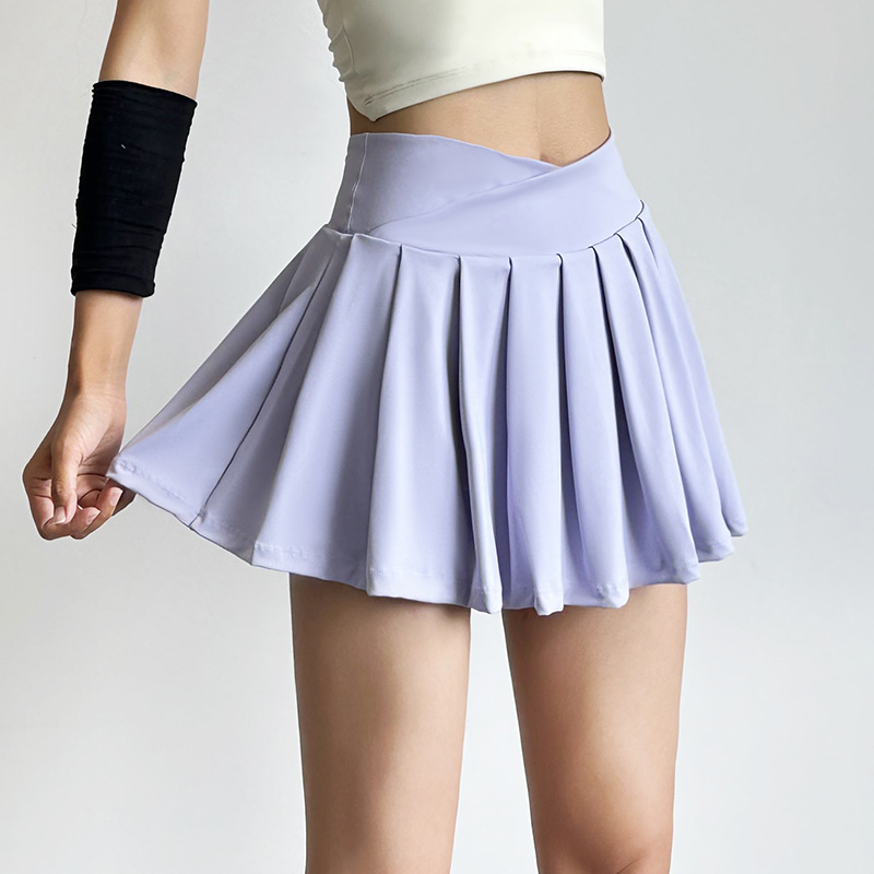 Jupe courte de sport pour femmes, pantalon de yoga anti-marche, vêtements de course, de fitness, séchage rapide, respirant, taille haute, jupe plissée, été