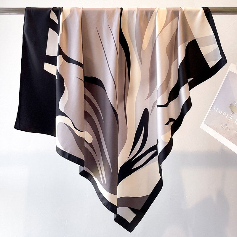 Foulard carré en soie tendance pour femme, bandeau imprimé en satin, châle de protection solaire, écharpe, bandeau pour la tête, bandana