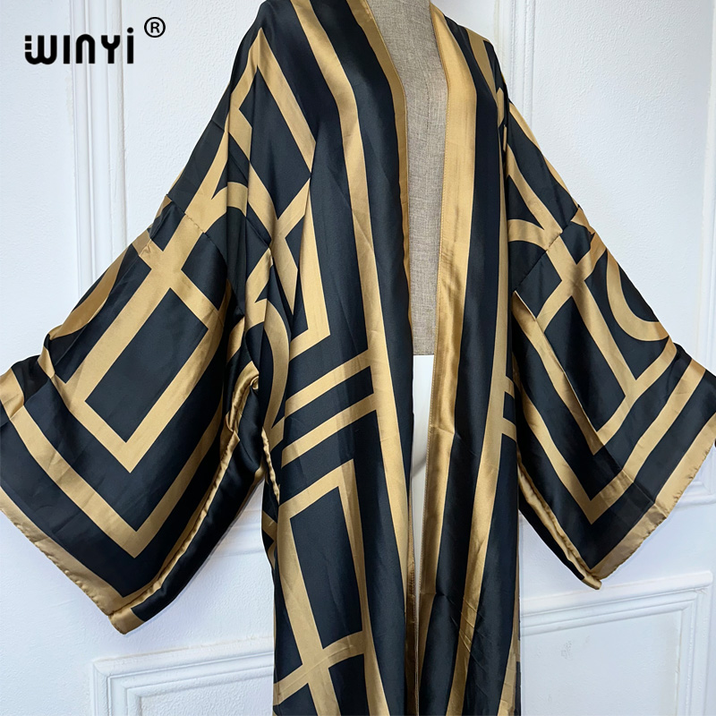 WINYI Africa Kimonos à imprimé bohème, robes africaines pour femmes, cardigans, tenues de plage, kaftan, robe de soirée, manteau long