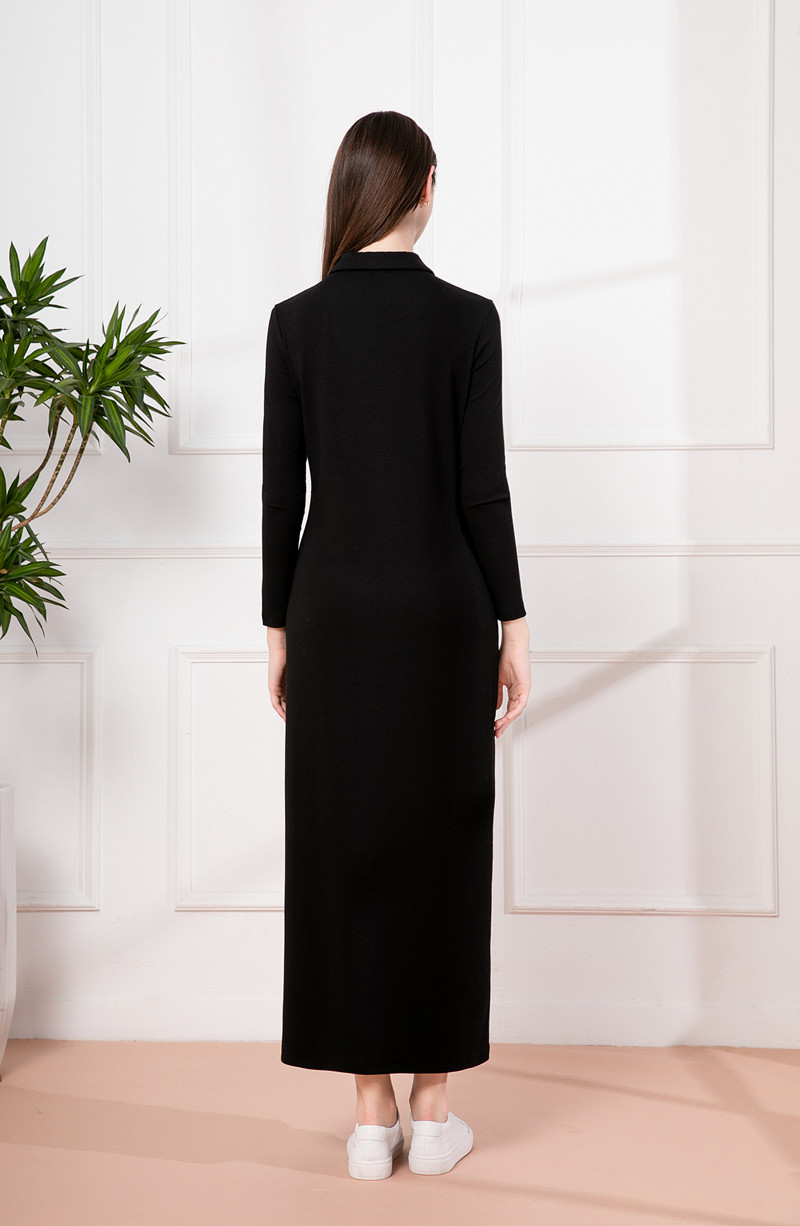 AS-Robe longue à manches longues pour femme, vêtements côtelés confortables, conception de boutons, longueur de rinçage, soleil en 1 jour, 2024