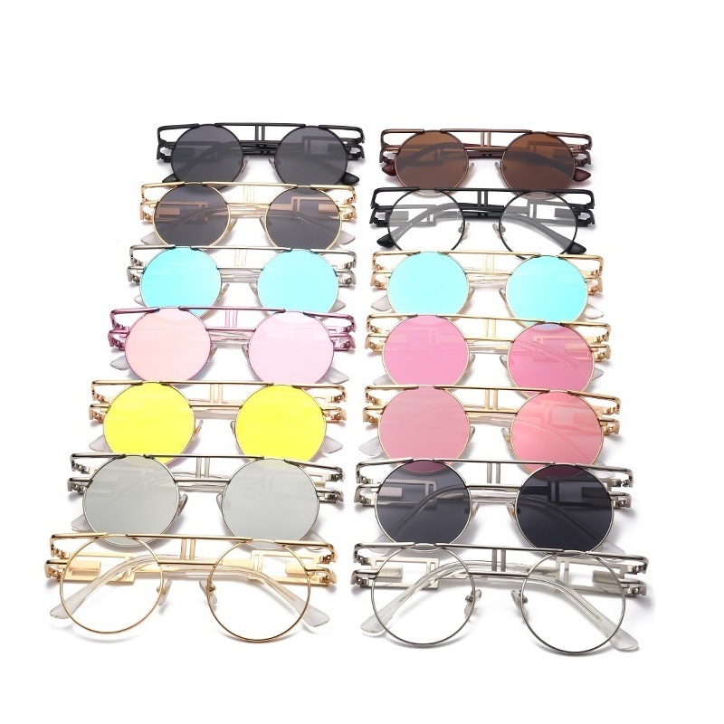 Lunettes de soleil rondes vintage gothiques steampunk pour hommes et femmes, unisexes, en métal miroir, lunettes de soleil rétro, Oculos De Sol
