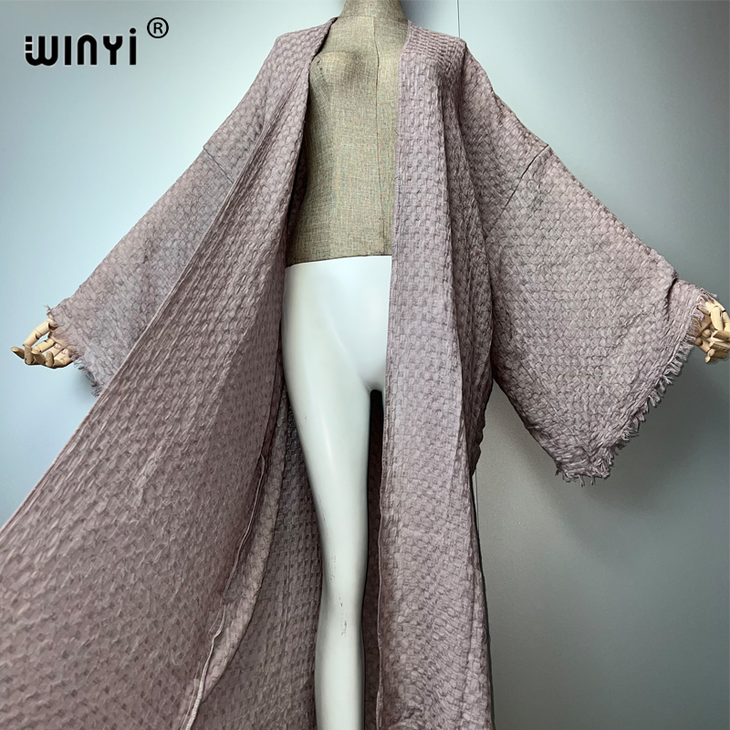 WINYI plage kimono teint à la main cardigan maillots de bain robe de soirée abaya dubaï luxe couvertures tenues de plage femmes maxi manteau caftan