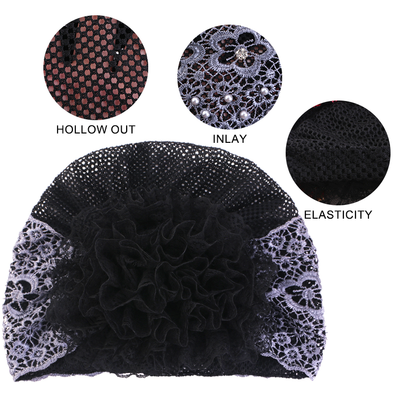 Nouveau élégant dentelle brodée florale perlée Turban chapeau musulman chimio casquette islamique chapeaux Bonnet prêt à porter femme bandeau