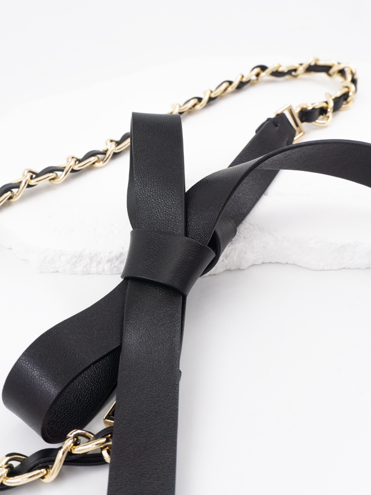 Ceinture fine nouée en cuir de mouton souple, ceinture à chaîne décorative élégante, style ichi ed