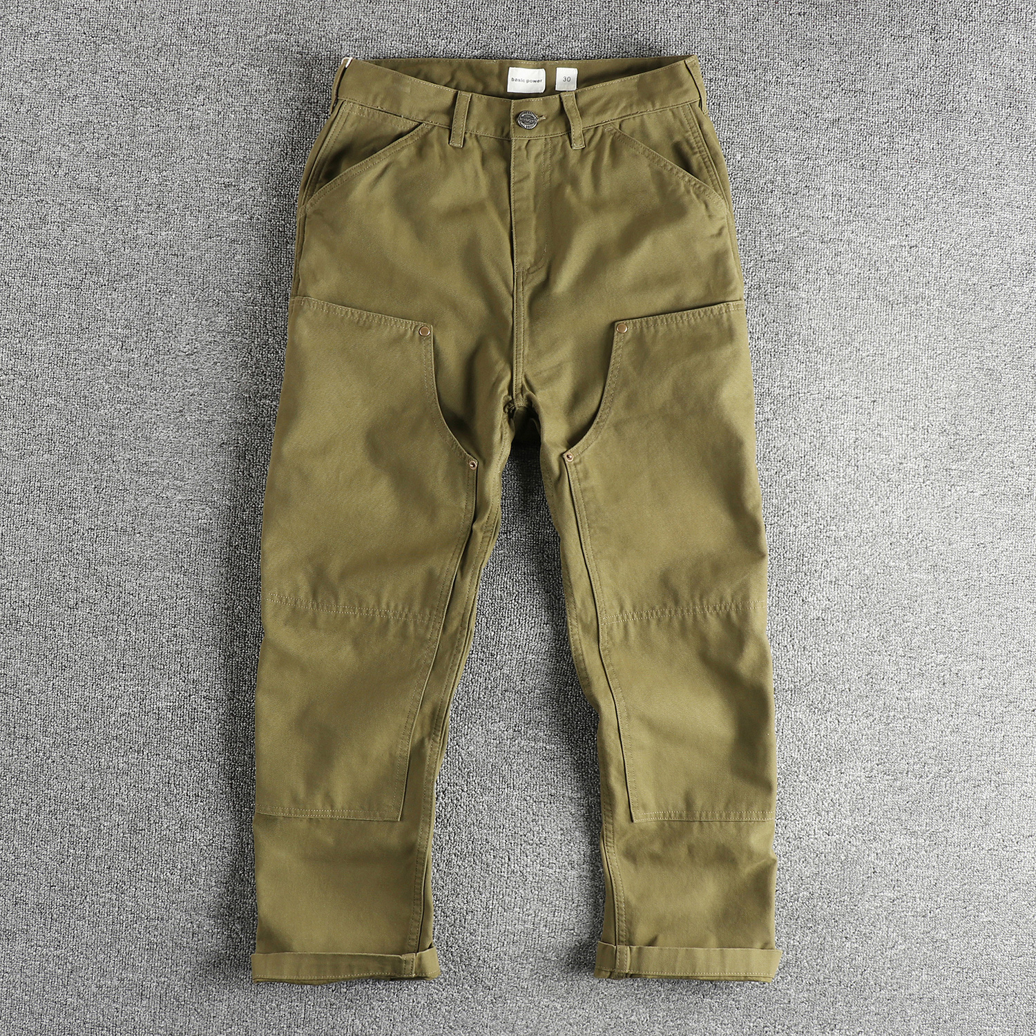 320Gsm lourd perle tissé toile hommes pantalons décontractés américain Vintage rétro tendance 100% coton épissage conception vêtements de travail pantalon