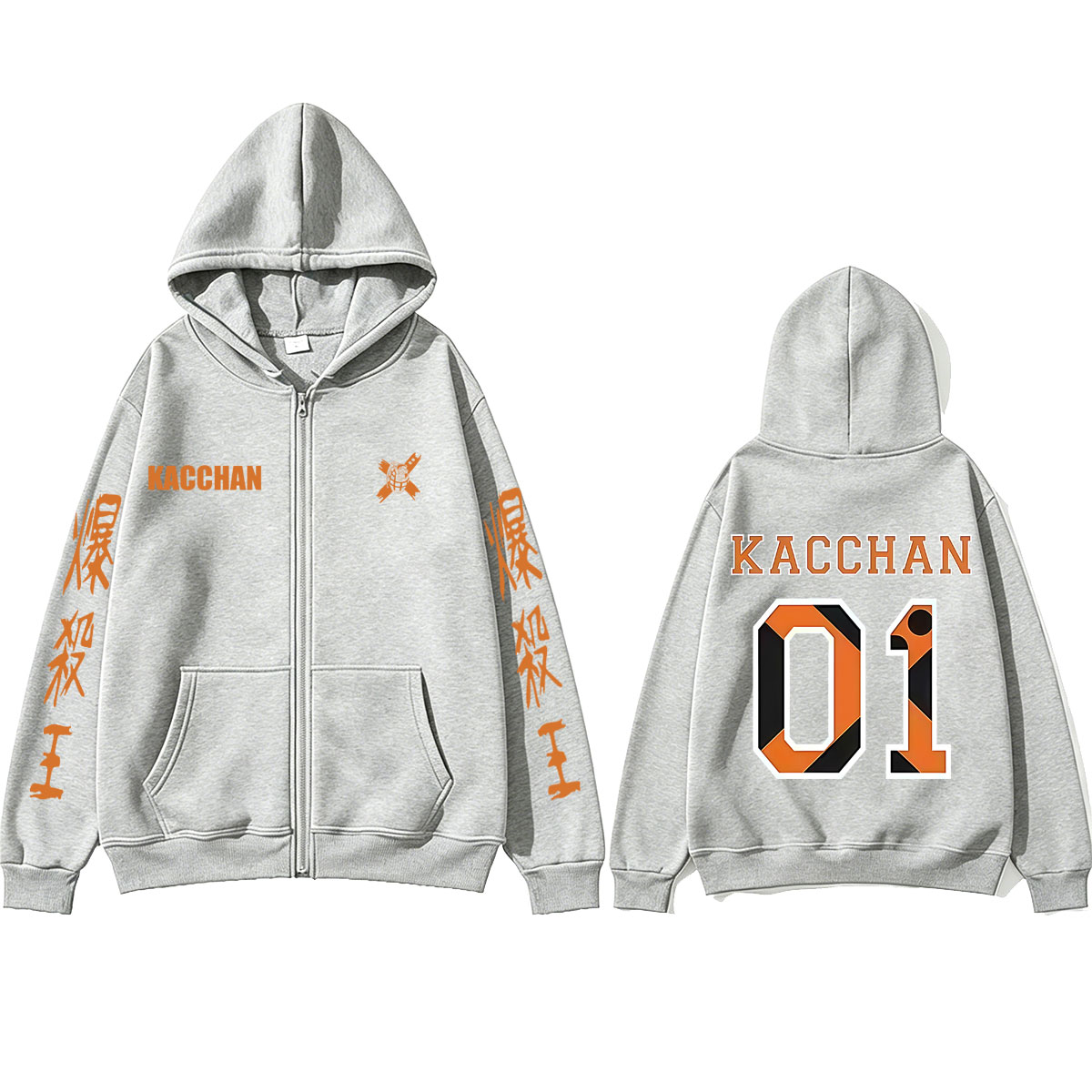 Sweat à capuche zippé Anime My Hero Academia Bakugou Katsuki pour hommes et femmes, sweat à capuche zippé de cosplay de dessin animé, veste décontractée rétro surdimensionnée pour homme