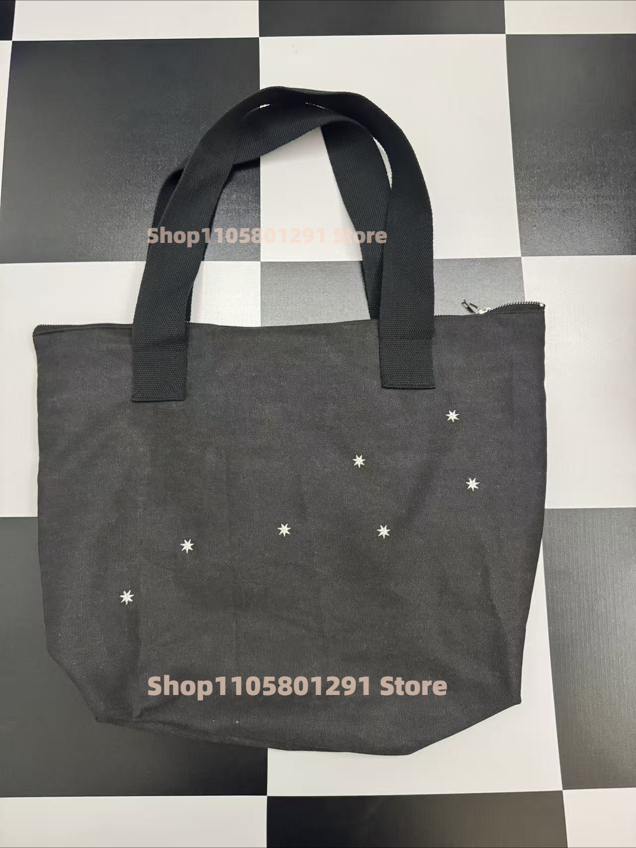 Sac cabas en toile imprimé noir et rouge, grande capacité, motif lettres Arirang 2026, sac à bandoulière, pince à cheveux style Arirang