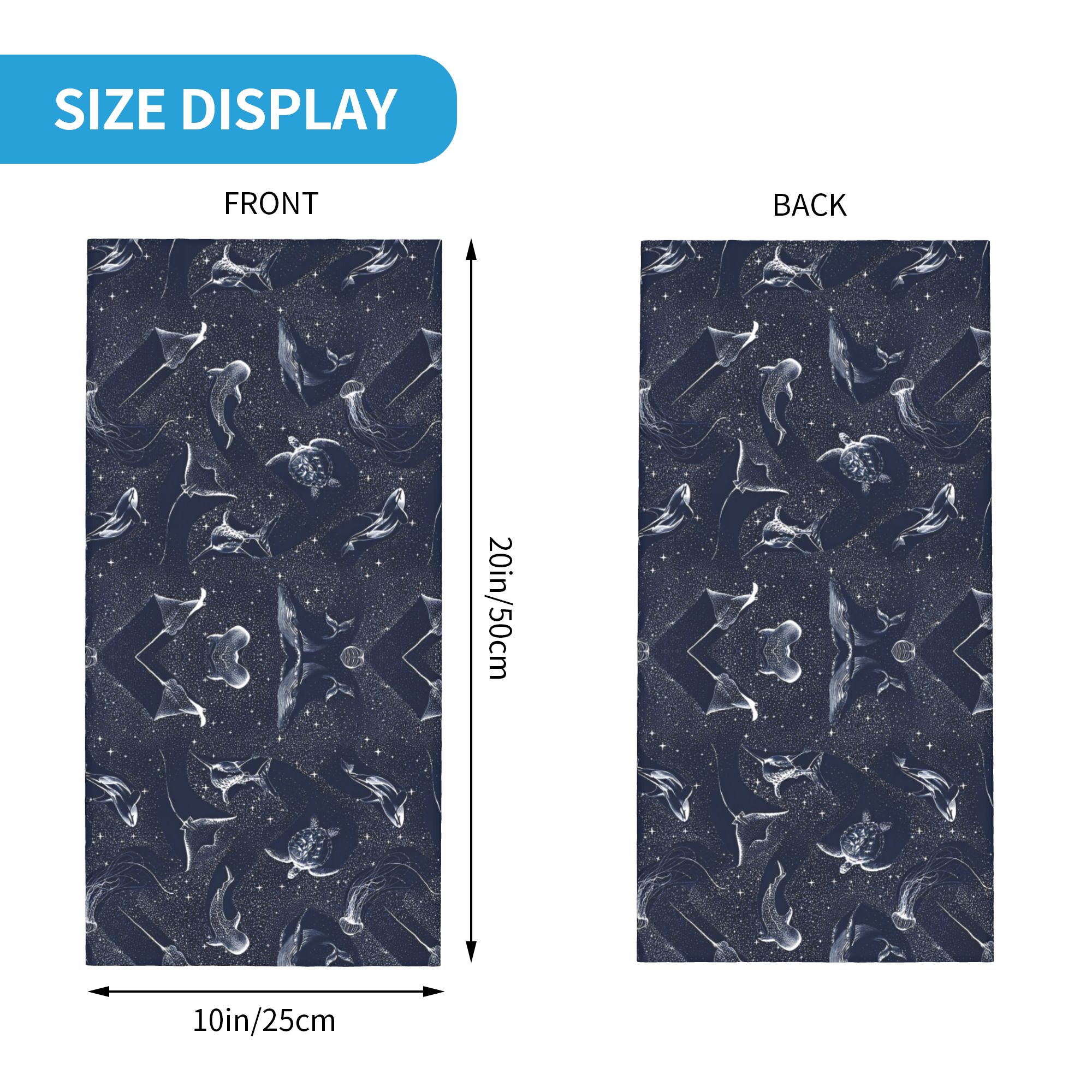 Cache-cou Bandana à motif océan cosmique, baleine étoilée, requins, écharpe enveloppante, bandeau multi-usage, course à pied, unisexe, coupe-vent pour adultes