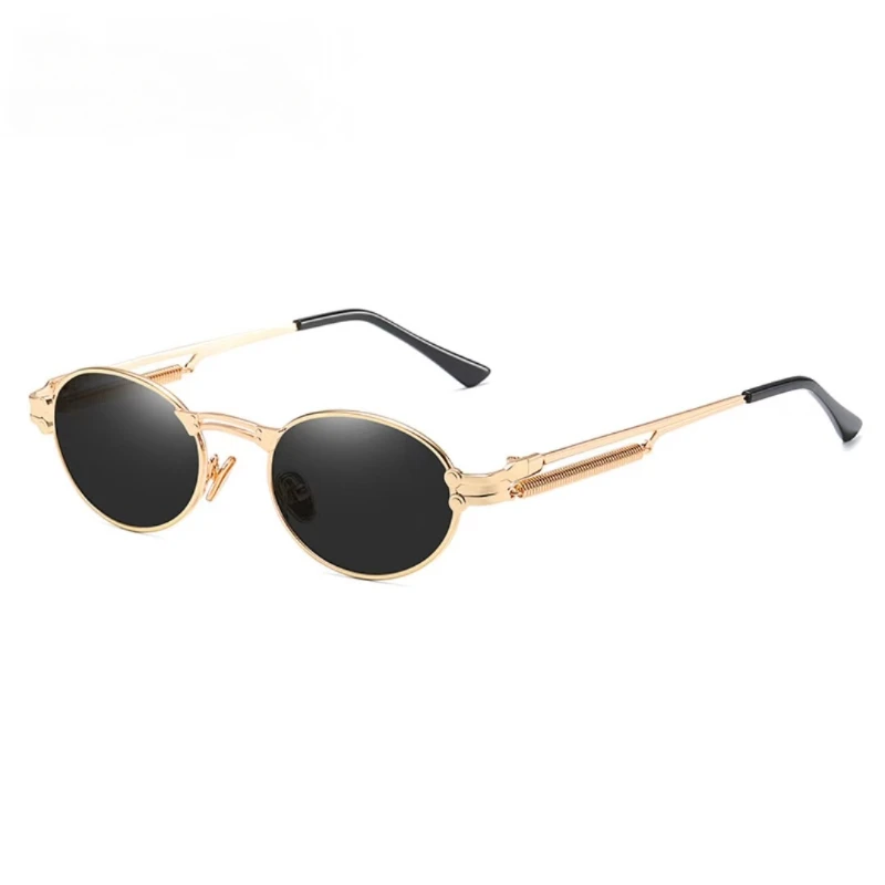 Lunettes de soleil steampunk gothiques classiques pour hommes et femmes, lunettes de soleil vintage, monture ronde en métal, créateur de marque, haute qualité, UV400