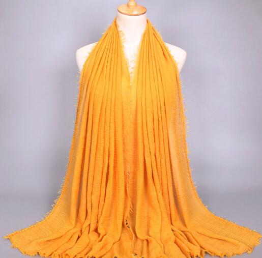 Foulard de Tête en Lin pour Femme, Hijab Musulman, Surdimensionné, Ethnique, Monochromatique, Bulle, Coton, Châles et Enveloppes Doux, 2018