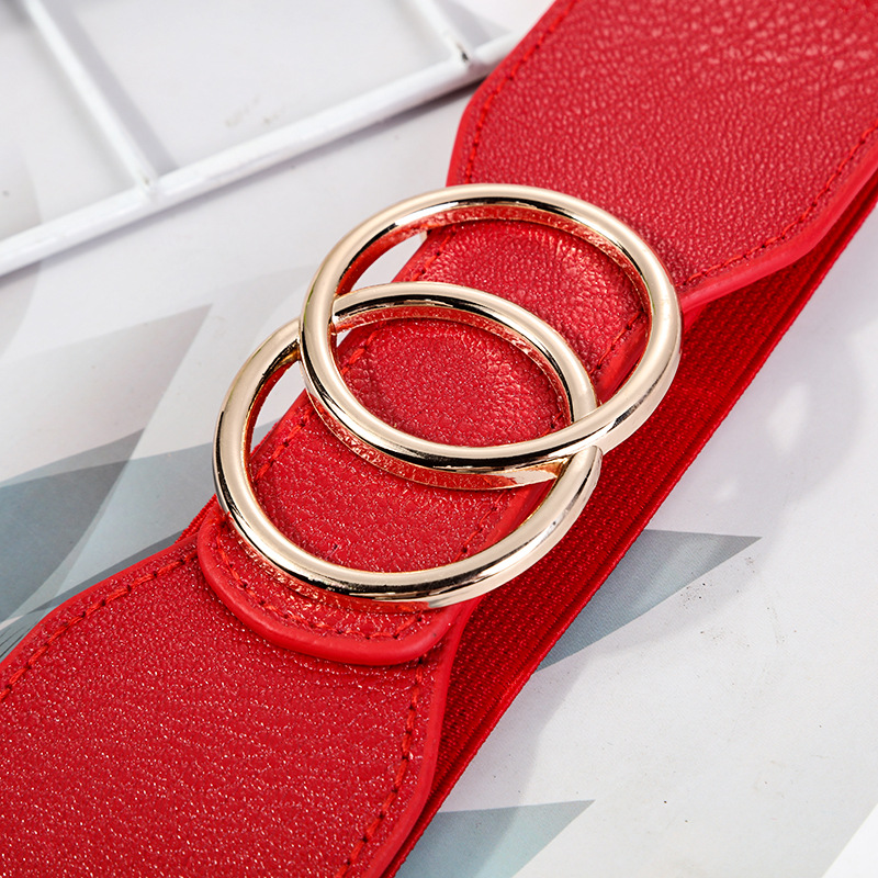 Nouvelle ceinture élastique large pour femmes, marque de haute qualité, or Shuang Huan Kou, ceinture pour femmes, chemise, pull, robe, sangle de décoration