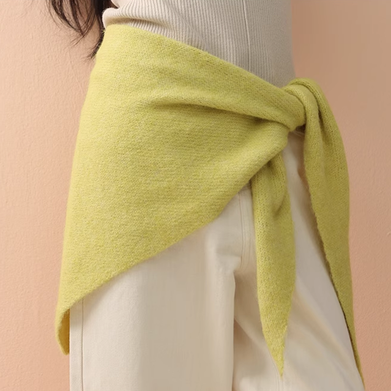 Foulard triangulaire en laine de Style coréen pour femmes, foulard tricoté de grande taille, châle chaud d'hiver, Hijab, foulard minimaliste à la mode