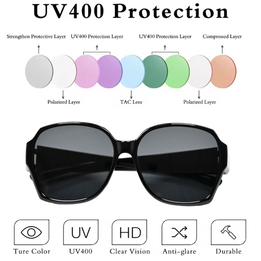 Lunettes de soleil tendance à porter sur les lunettes de vue – Hommes Femmes Vintage Anti-éblouissement Protection UV400 Lunettes carrées à porter sur les lunettes de vue pour la conduite 2 pièces