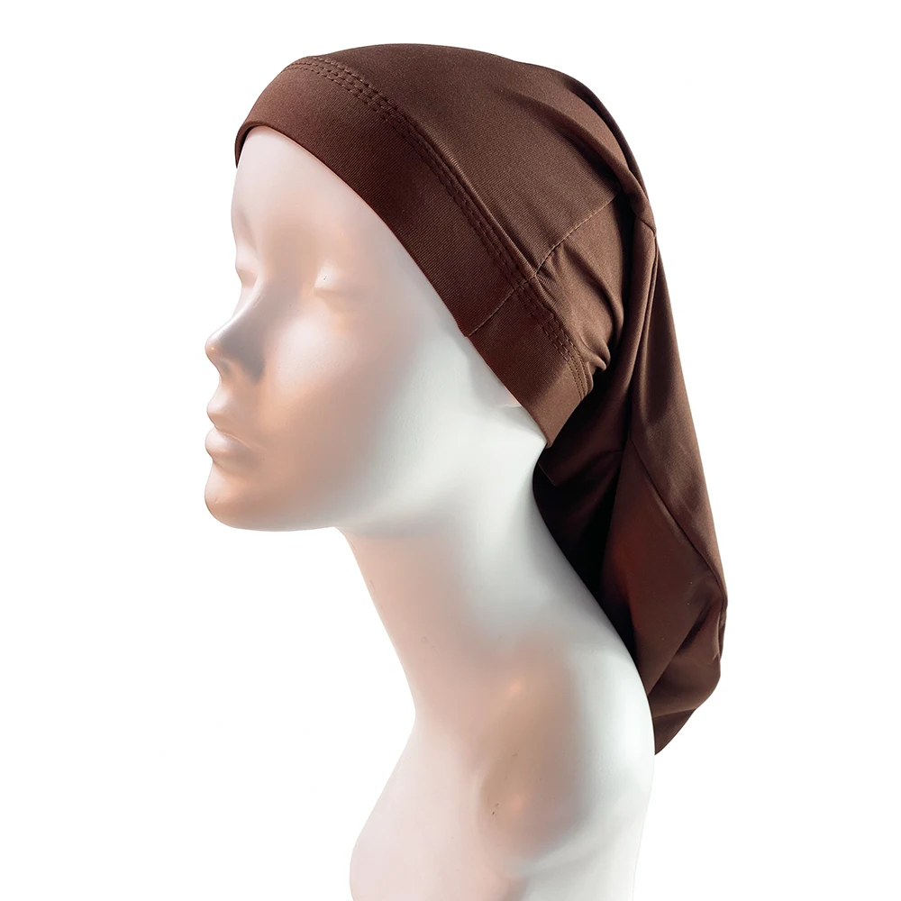 Nouveaux hommes tresses Dreadlocks nuit Bonnet de sommeil longue queue Bonnet large bande élastique chimio Cancer chapeau unisexe couleur unie tête enveloppement
