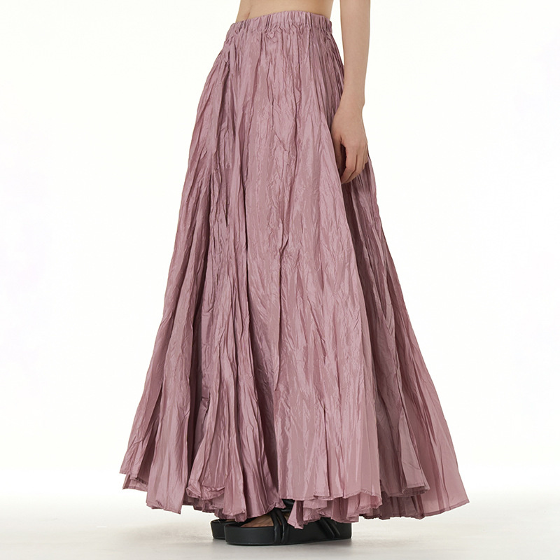 Jupes drapées froissées pour femmes, taille élastique, grand ourlet, jupes longues, parapluie, streetwear féminin, été, élégant, grande taille