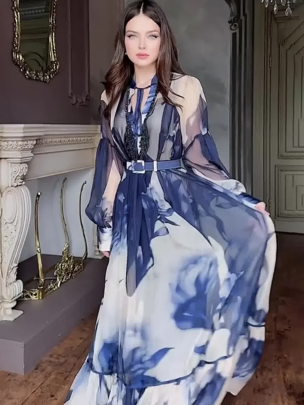 Eid femmes Robe musulmane Abaya fête Jalabiya Ramadan imprimer à lacets robes longues robes Largos arabe longue Robe maroc caftan