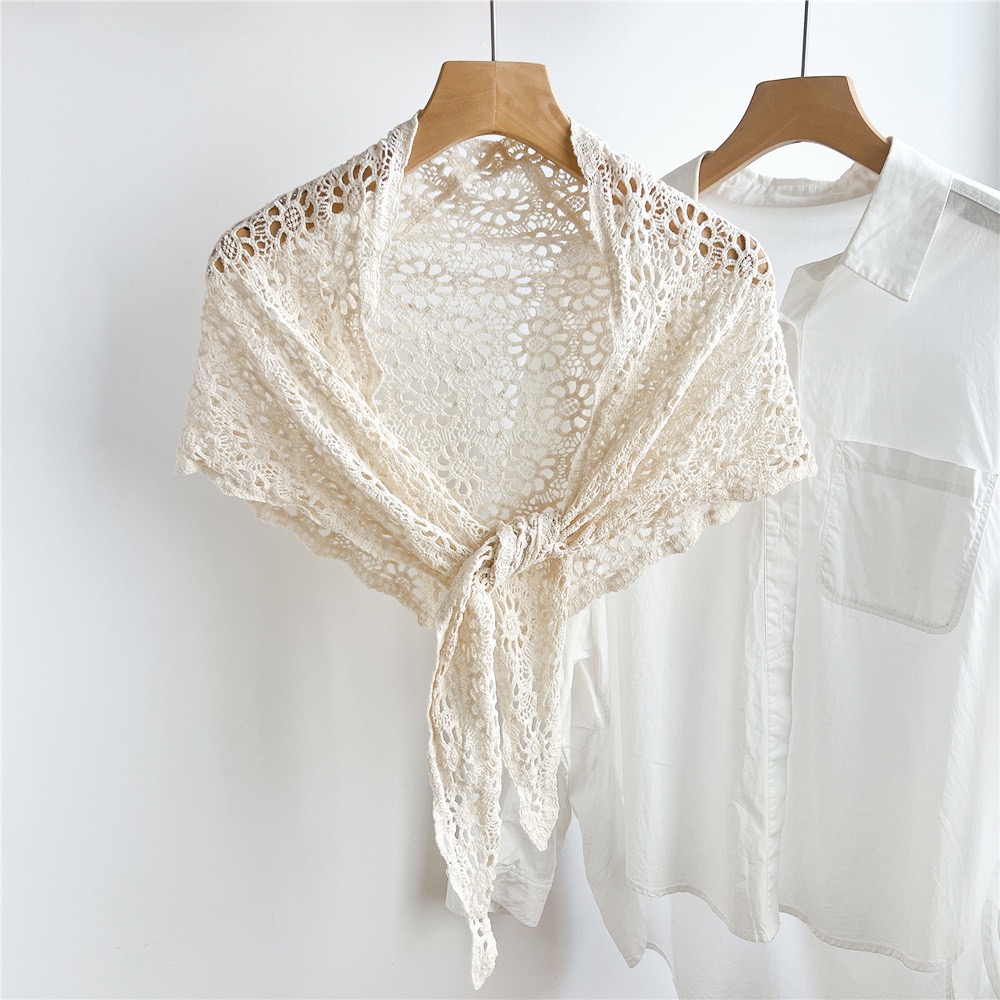 Écharpe Triangle en Dentelle Florale pour Femme, Châle Léger de Haute Qualité, Voile de Plage, Hijab Musulman, Voile de Mariage pour Femme