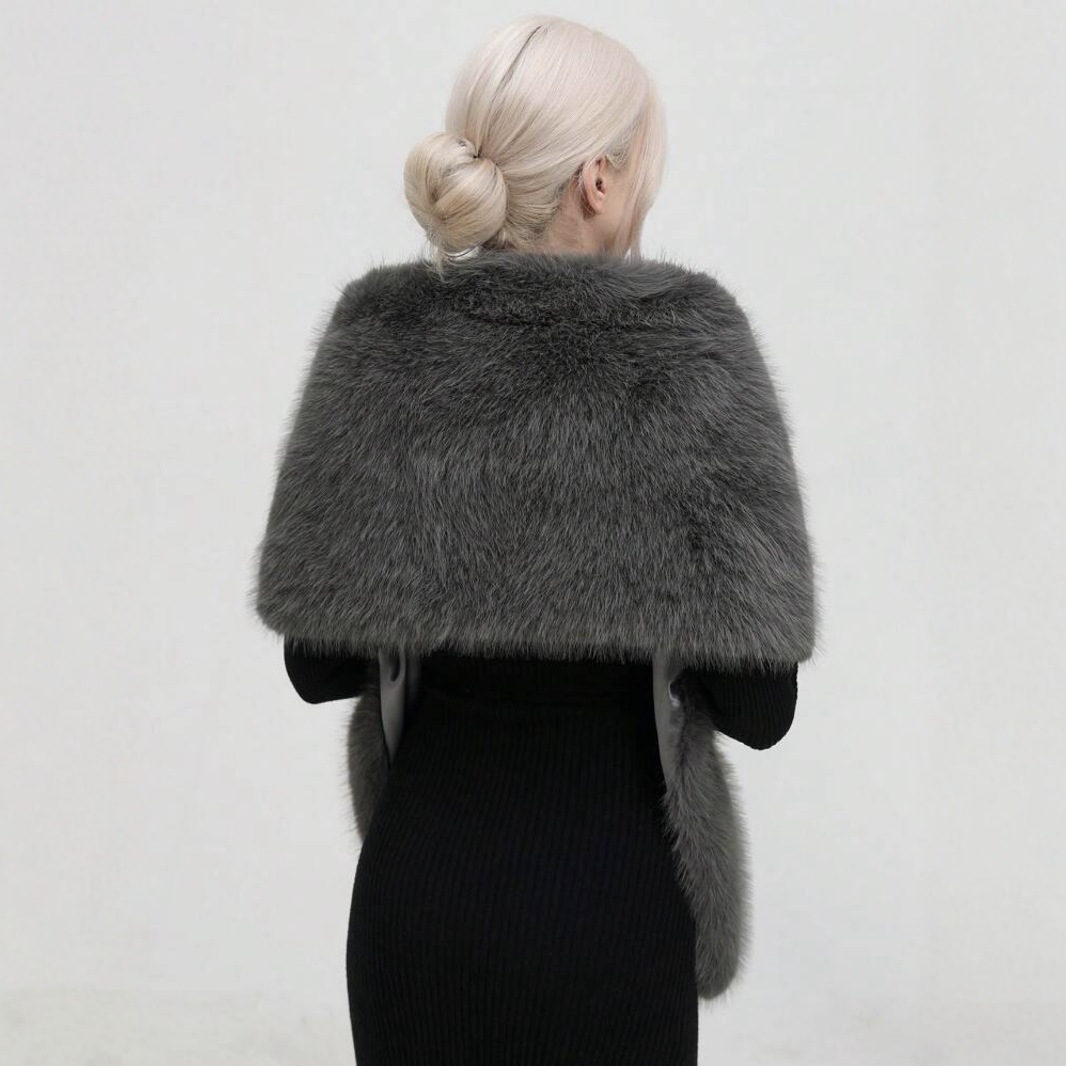 Étole extra longue en fausse fourrure de renard, châle en peluche épaisse pour femmes, robe de soirée d'hiver, enveloppe de luxe