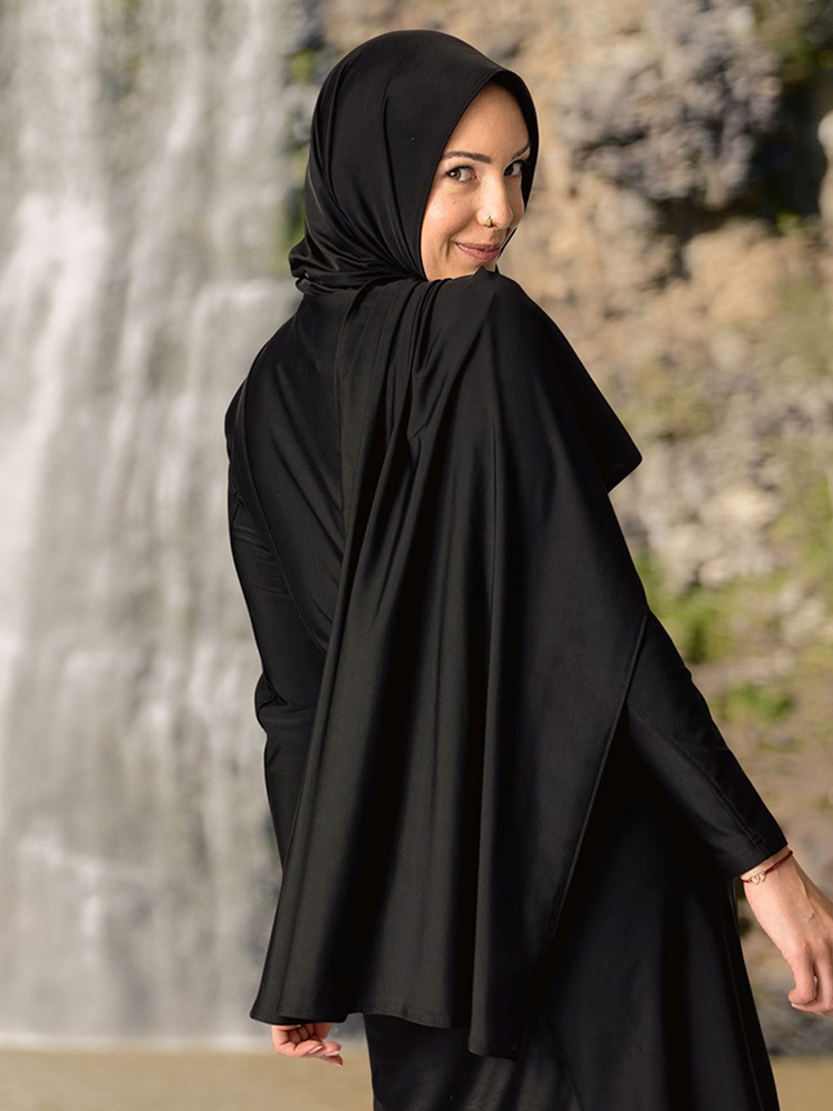 Solide modeste islamique musulman natation Hijab tête enveloppement instantané Turban noir écharpe femmes plaine longue tête foulards Bandanna 160*55CM