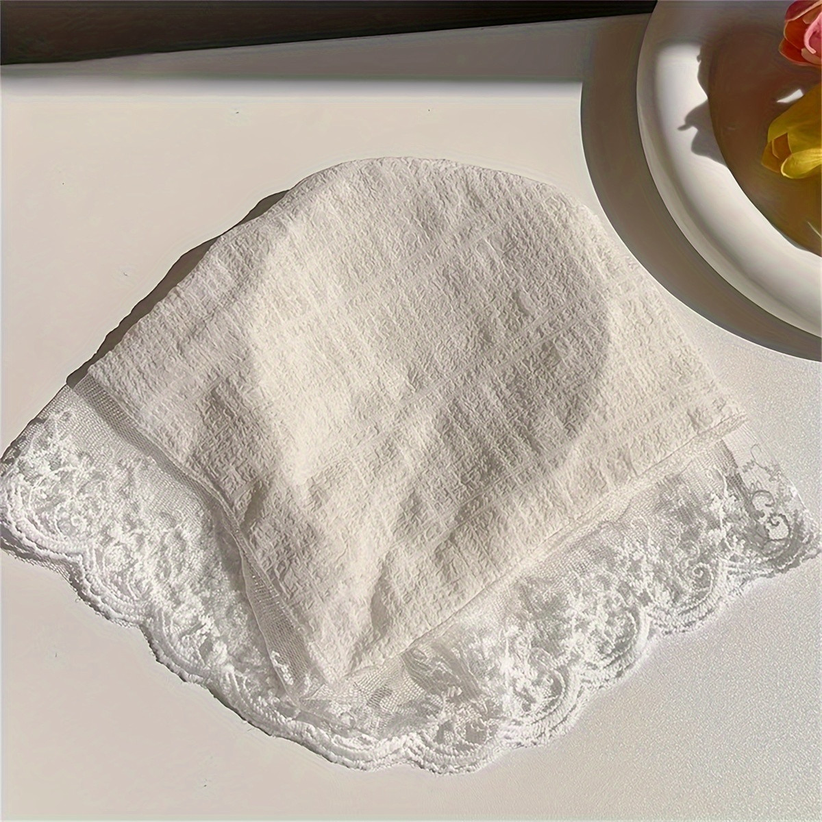 1 foulard triangulaire en dentelle de style pastoral avec bandeau pour les sorties printanières, accessoire de mode féminin, accessoire de coiffure pour spectacle