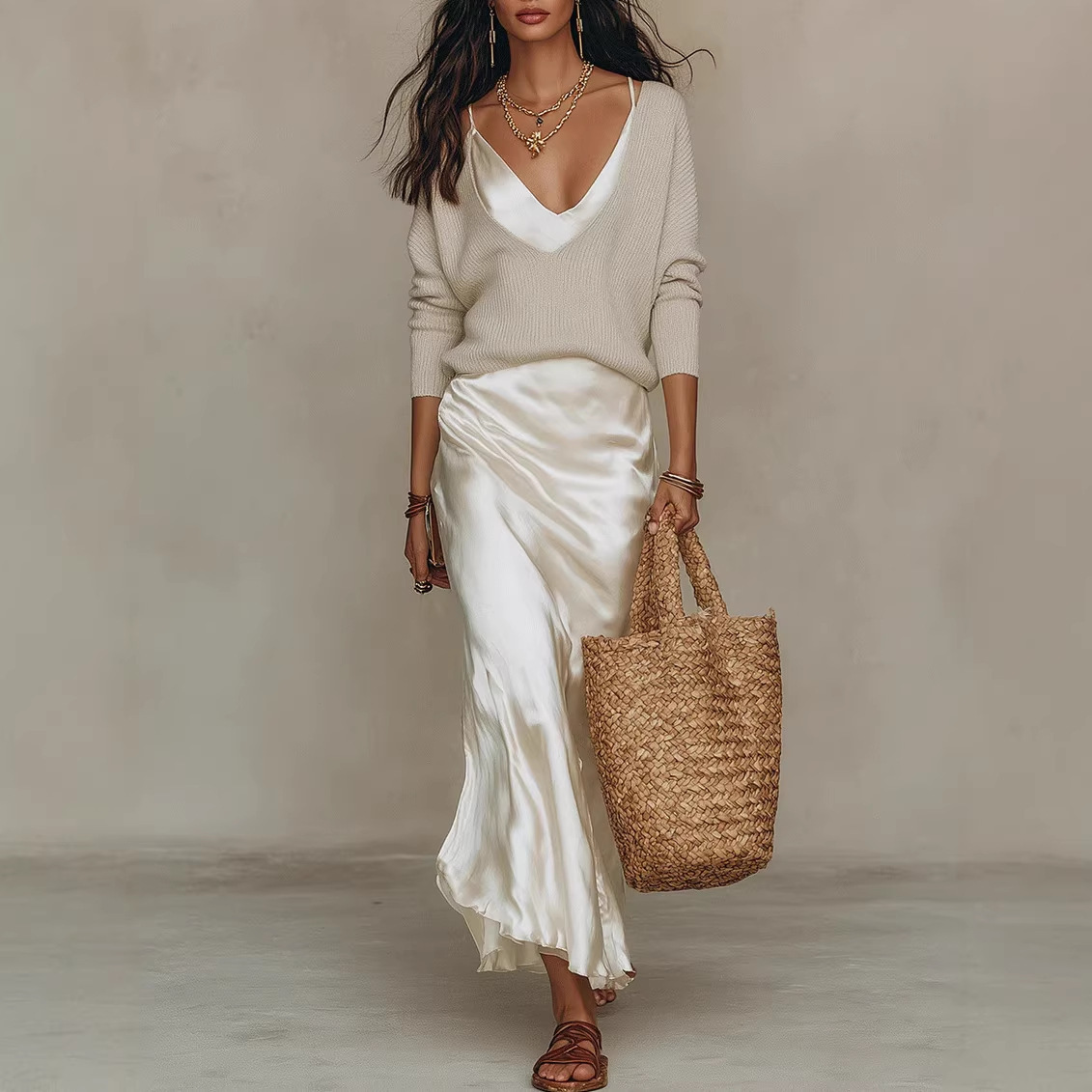 Robe longue chic pour femme, ensemble 2 pièces, sexy, col en V, bretelles spaghetti, manches longues, pull-over, robes de soirée élégantes, nouvelle robe de soirée chic