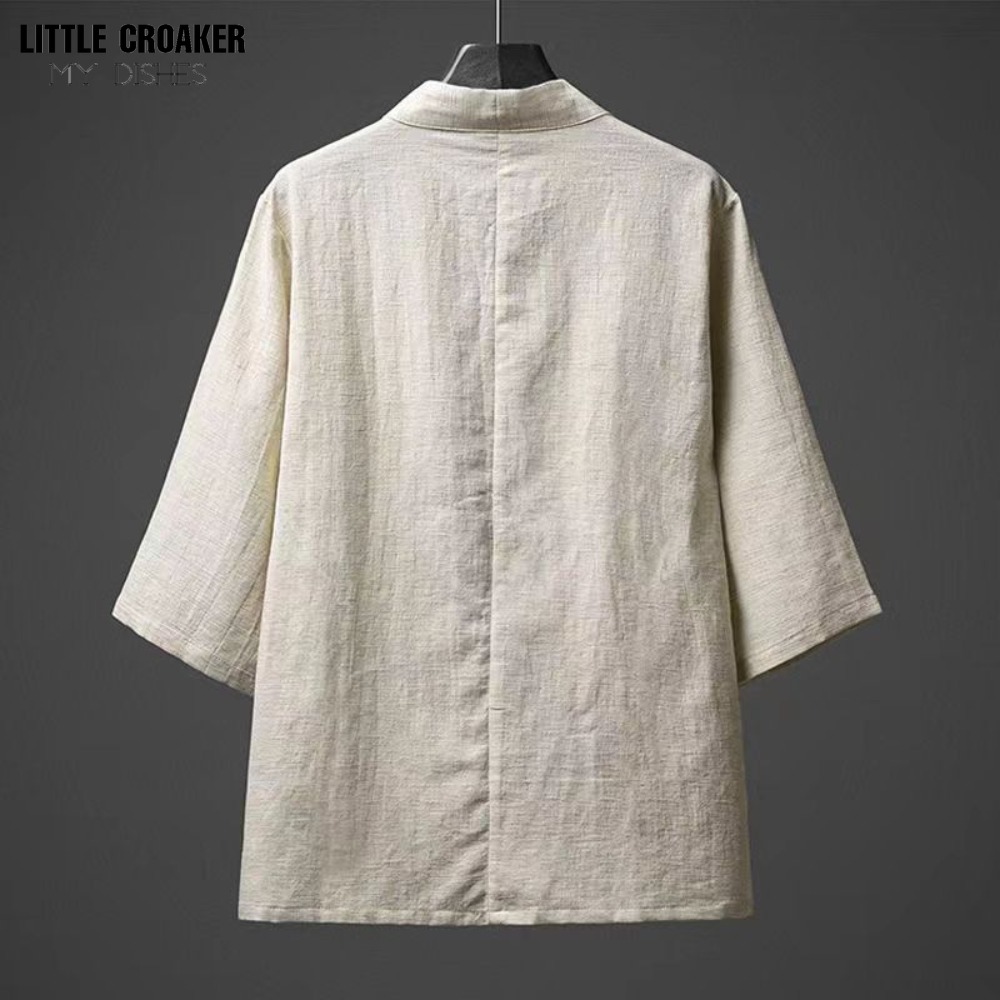 Peignoir en coton et lin pour hommes, cardigan kimono, vêtements asiatiques fins, style japonais, entrée