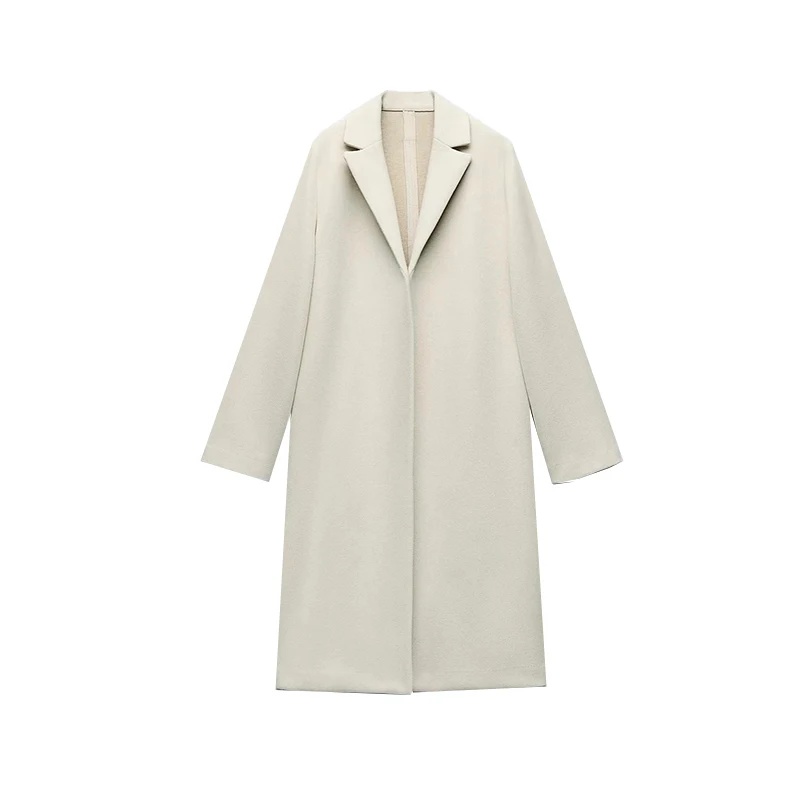 2025 femmes manteau en laine mode solide point ouvert longs Trench manteaux Vintage col en v manches longues femme Chic dame tenues