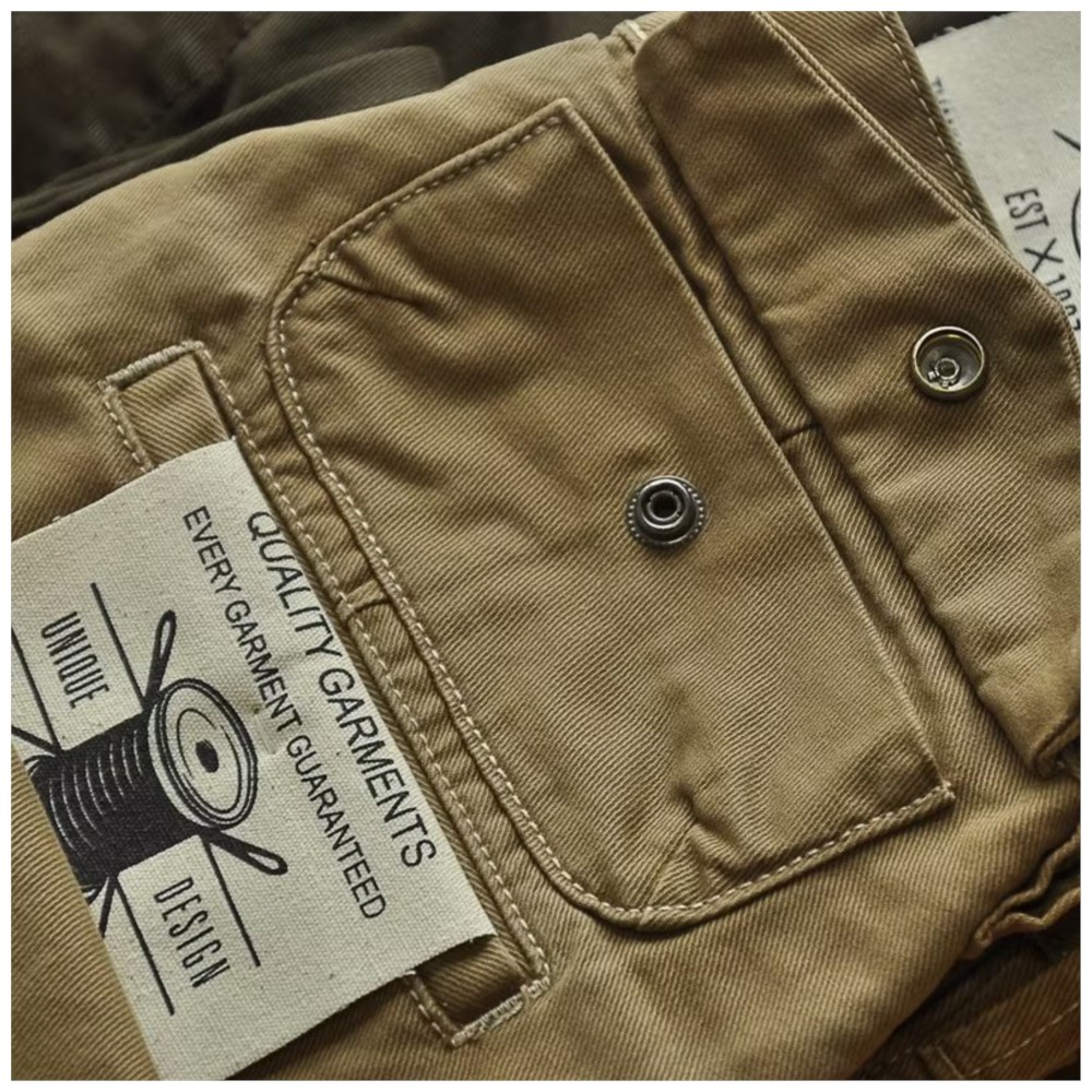 Pantalon cargo robuste en pur coton de style américain pour homme, anti-salissure, anti-usure, coupe droite décontractée