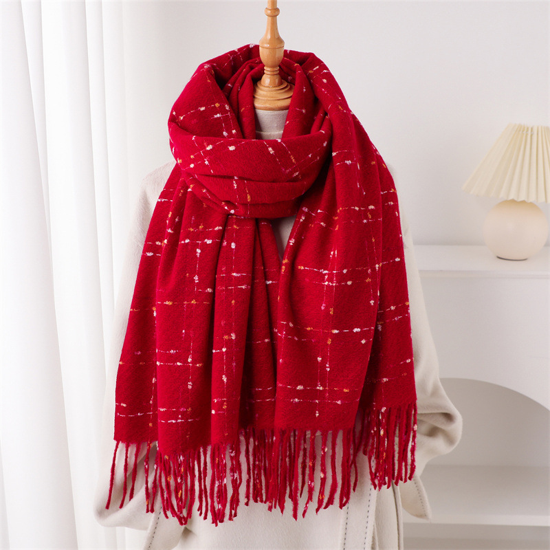 Mode coréenne Plaid cachemire écharpe pour femmes hiver chaud Pashmina dame châles et enveloppes décontracté gland Bufanda silencieux couverture