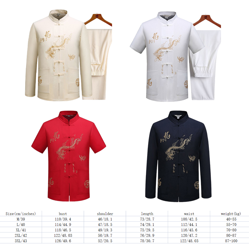 Vêtements Tang traditionnels chinois, costume Kung Fu, mode décontractée, T-shirt brodé, pantalon Wing Chun Tai Chi, ensemble confortable pour hommes