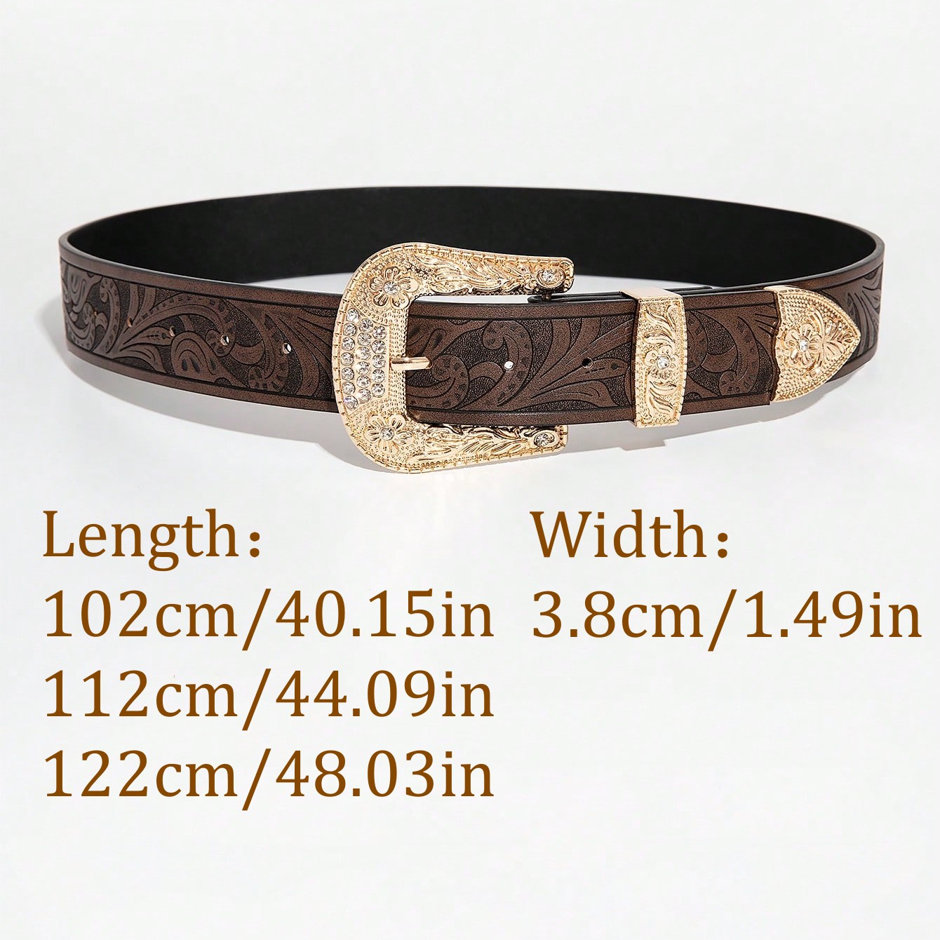 Ceinture marron vintage sculptée de style occidental pour femme, 1 pièce, ceinture accessoire décontractée et polyvalente pour jeans, adaptée aux trajets quotidiens