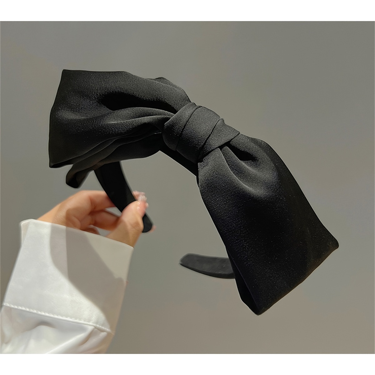 Serre-tête large vintage noir avec grand nœud, accessoire de mode élégant pour femmes et filles, pour une coiffure stylée