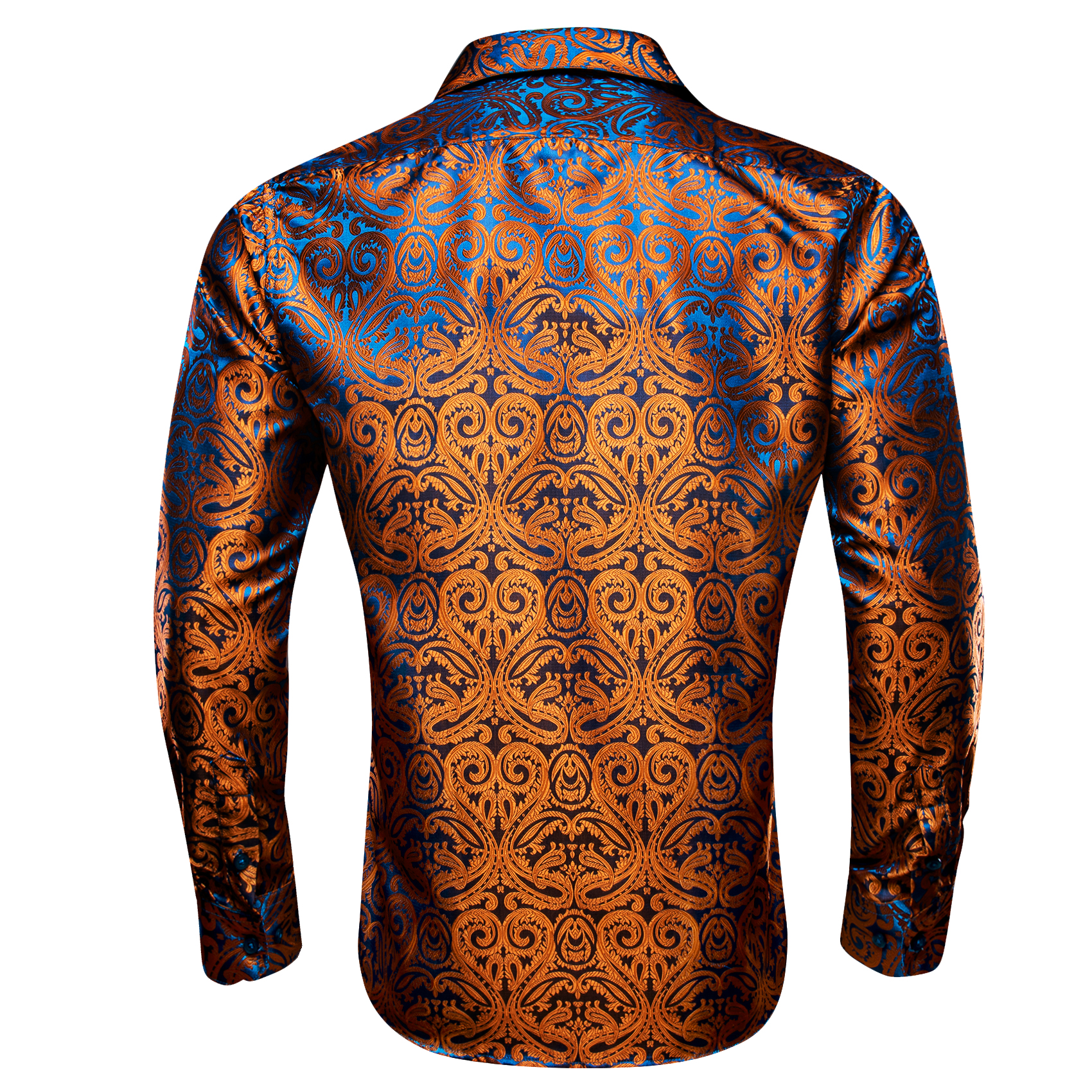 Chemises en soie de créateur pour hommes bleu or vert rouge blanc noir Paisley brodé Slim Fit chemisiers masculins décontracté à manches longues