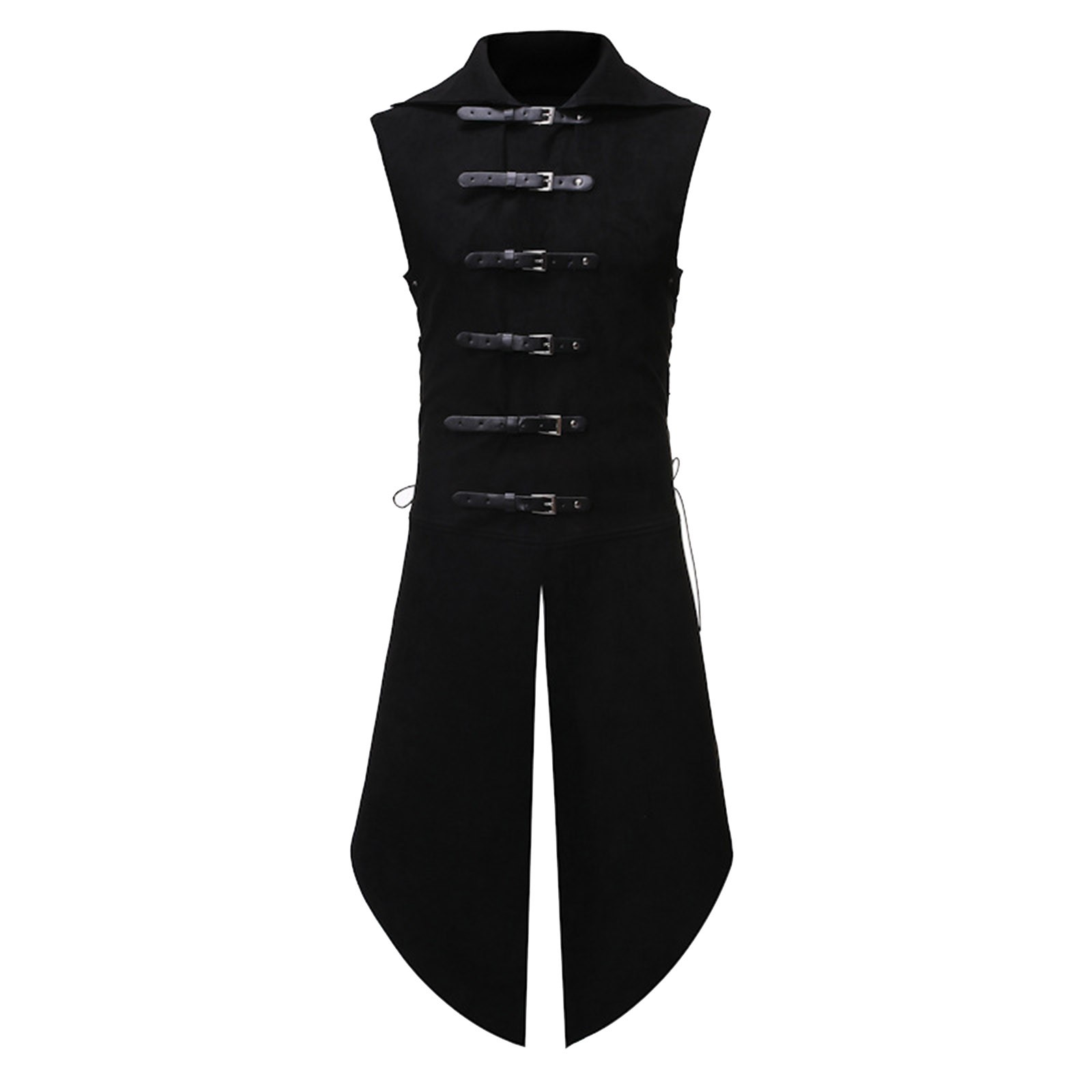 Veste gothique médiévale pour hommes, gilet victorien sans manches noir, Steampunk Vintage, sangle à boucle, Costumes d'halloween
