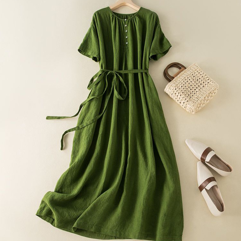 Robe d'été décontractée confortable pour femmes grandes tailles, en coton et lin, pour le bureau, tendance, nouvelle arrivée, respirante