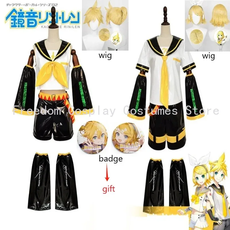 Costume de Cosplay Anime Kagamin Len/Rin, uniforme Rin Kagamin, tenues Len, manches incluses, Leggings, couvre-chef pour tenues de bande dessinée