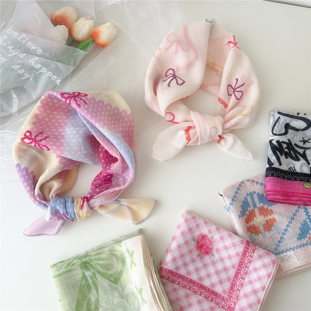 Foulard Carré en Coton de 55cm pour Femme, Bandana à la Mode, Turban, Bandeau de Sauna, Accessoires pour Cheveux